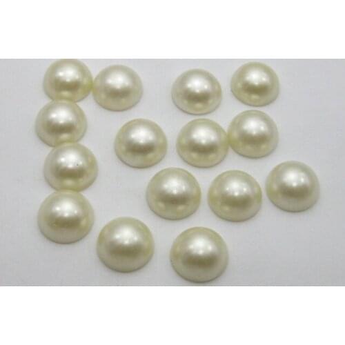 100 Ivory Half Pearl Bead 14mm Flat Back Scrapbook Craft