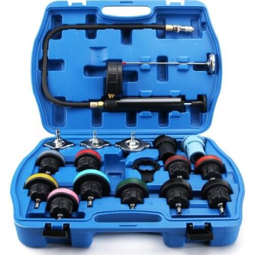 18pcs Universal Radiator Pressure Tester Tool Kit Cooling System Testing Tool Water Tank Leakage Detector Nylon Material