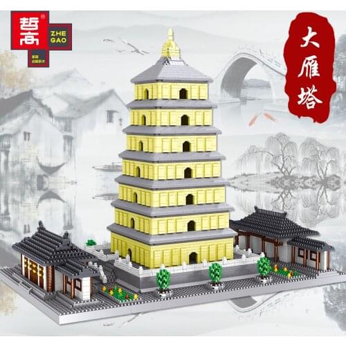 4925pcs+ Giant Wild Goose Pagoda Building Blocks Chinoiserie Diamond Architecture Micro Bricks Toys for Kid Christmas Gift 8185
