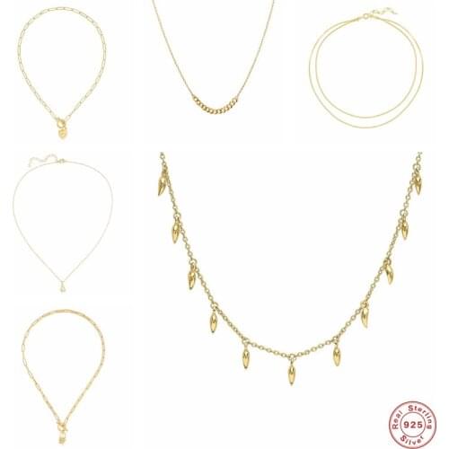 GS 925 Sterling Silver New Retro OT Buckle Lock Necklace Lasso Heart Pendant Padlock Necklace for Women Punk Collares Jewelry