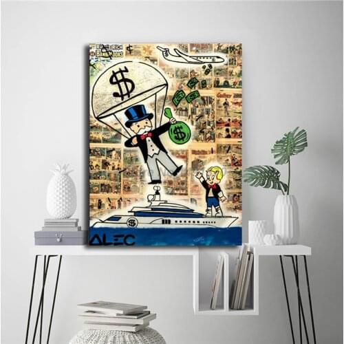 Alec Monopolyingly Parachuting From Jet Onto Richies Yacht Poster Painting On Canvas Bedroom Wall Decoration Pictures Decor