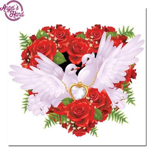 Full Square Diamond 5D DIY Diamond Painting rose pigeon Embroidery Cross Stitch Rhinestone Mosaic Painting Decor