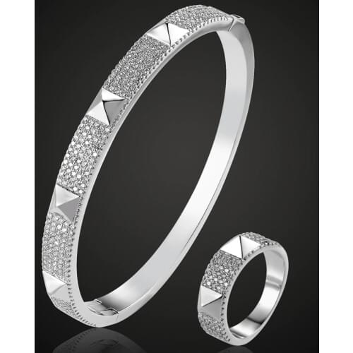 Blucome Brand Cubic Zircon Bangle For Men Jewelry Perfect Copper Bangle&Bracelet Accessories Womens Love Bangles Anel Aneis