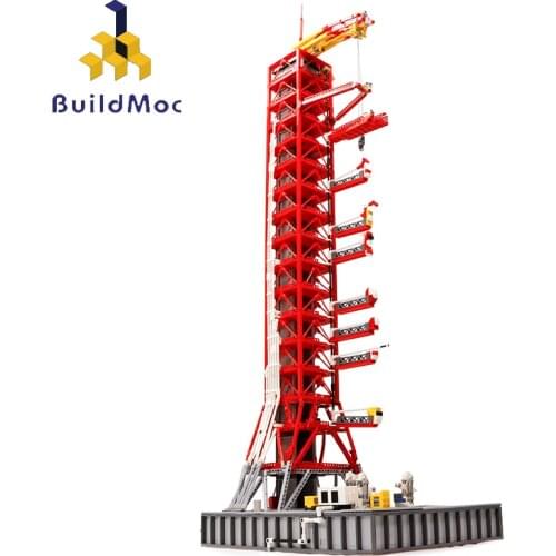 Buildmoc 121CM High City Space Apollo Saturn V Rocket Launch Umbilical Tower Base Technical Building Blocks Bricks Toys Kid Gift