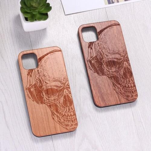 Skull Mens style Fashion Music Real Wood Phone Case Coque Funda For iPhone 6 6S 6Plus 7 7Plus 8 8Plus X XR XS Max 11 Pro Max