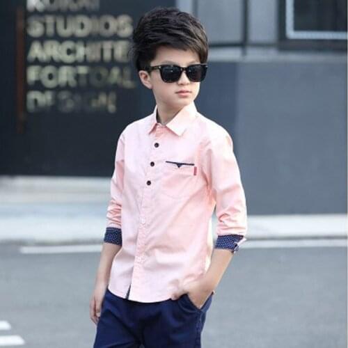 Childrens clothing boy long-sleeve shirt cotton 5-16 years old