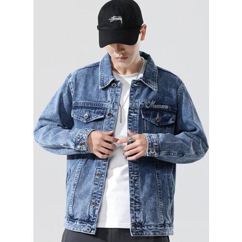 Spring and Autumn Mens Denim Jacket Coat Slim Fit Couples Streetwear Washed Retro Trend Casual Loose Cowboy Jackets Jean Tops