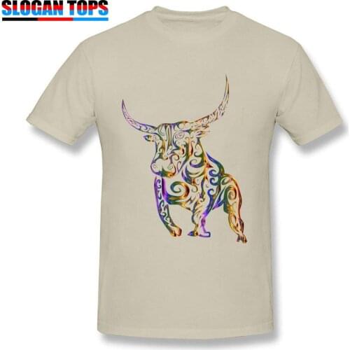 Funky Men T-shirts Bull Tribal Designer Male T Shirt Round Collar Short Sleeve Clothes Cotton Fabric Tees Simple Style Tshirts