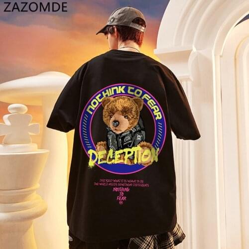 ZAZOMDE Mens T-shirt Hip Hop Oversized Tee Print 2021 Casual Harajuku Streetwear Summer Short Sleeve Cotton Tops Tshirt M-5XL