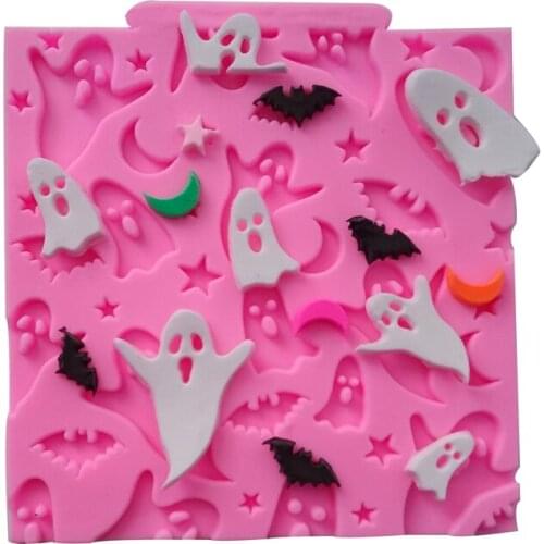 Halloween Ghosts Bats Moon star Silicone Mold Cupcake Fondant Cake Tools Kitchen baking Accessories Moldes De Silicone F0700