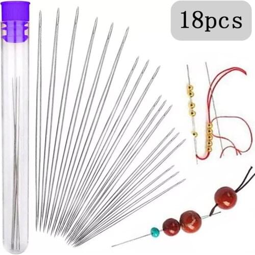 Imzay 18 PCS 6 Sizes Seed Beads Needles Beading Embroidery Needles Big Eye Collapsible Beading Needles Set For Jewelry Making