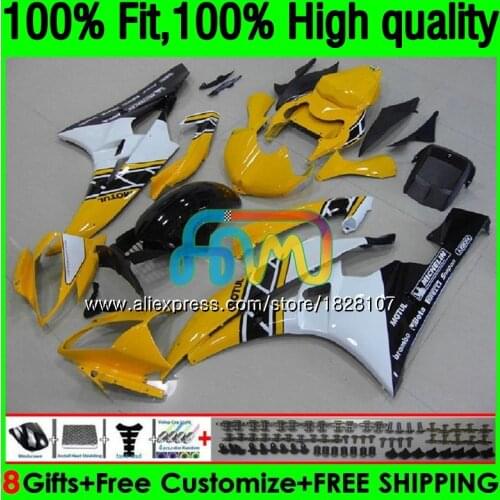 Injection For YAMAHA YZF R 6 YZF 600 YZF-600 YZFR6 06 07 53BS.9 Yellow white YZF R6 06-07 600CC YZF600 YZF-R6 2006 2007 Fairing