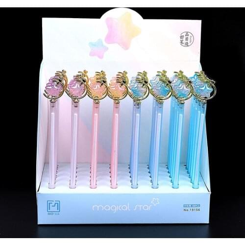 48 pcs/lot Kawaii Crystal Star Gel Pen Cute 0.5 mm black ink Signature Pen School Office writing Supplies Promotional Gift