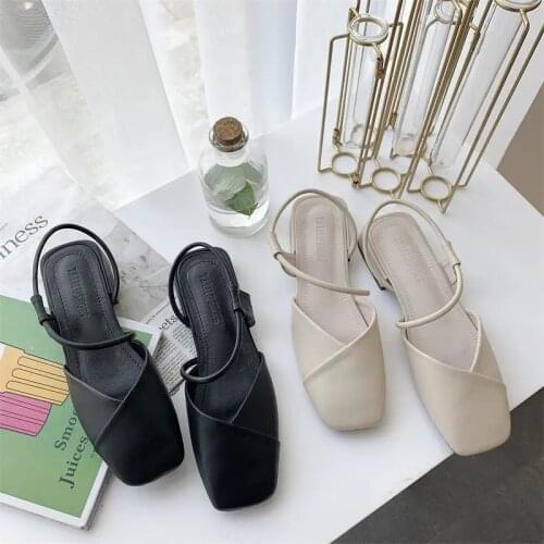 Classics Square Toe Low Heels Mules Shoes Women Designer Party Sandals Leather Platform Wedges Pumps Casual Comfort Ballet Flats