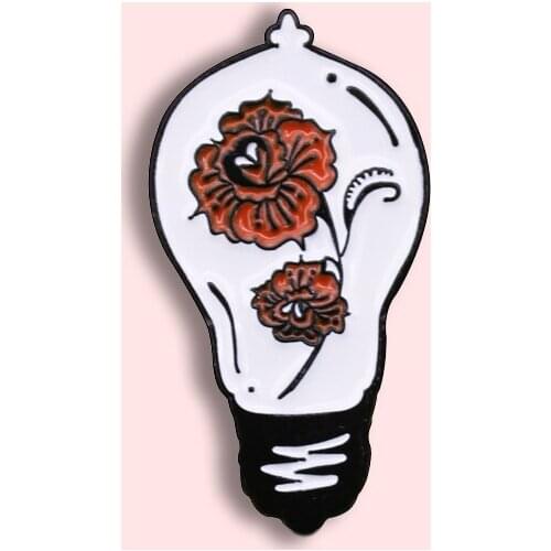 Fashion Elegant Badge Cartoon Rose Flower Bulb Metal Enamel Brooch Trendy Glamour Costume Backpack Jewelry Gift For Friends