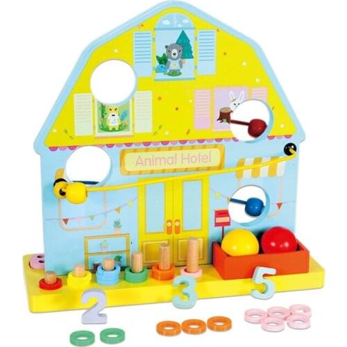 Multifunctional House Rolling Ball Logarithmic Board Puzzle Toy ChildrenS Clock Digital Cognition Wooden Toy for Kid