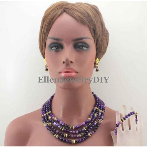 Fashion New Purple beautiful Necklace Bridal Party Necklace Bridesmaid Gift Beads Jewelry Free Shipping W13163