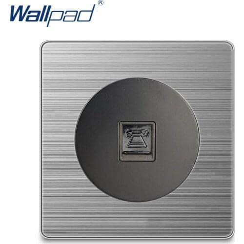 Wallpad 2020 TEL Telephone Socket RJ11 Wall Power Socket Electric Outlet Silver Stainless Steel Panel For Home