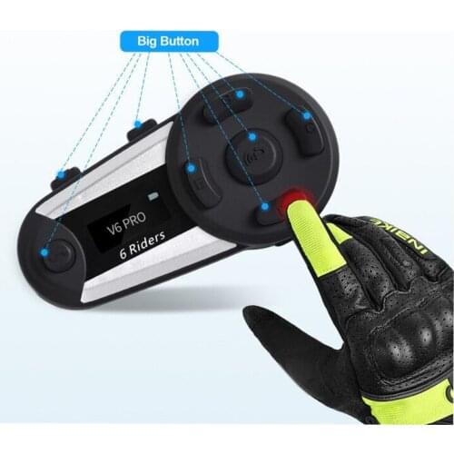 6 Riders Headphones Compatible with Helmet V6 Pro Stereo Distance Up to 1200m Automatically Answer Incoming Calls