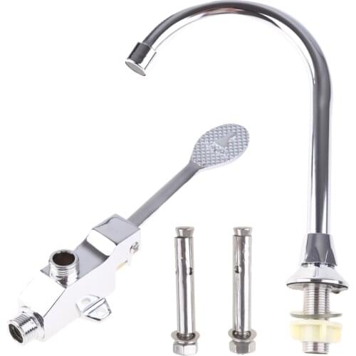 Foot Pedal Control Valve Faucet Kitchen Sink Water Tap Vertical Basin Switch