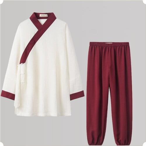 Taijifu Spring Summer Autumn Linen Clothes Outdoor Sports Taijiquan Yoga Costume Martial Arts Performance Morning Exercise Suit