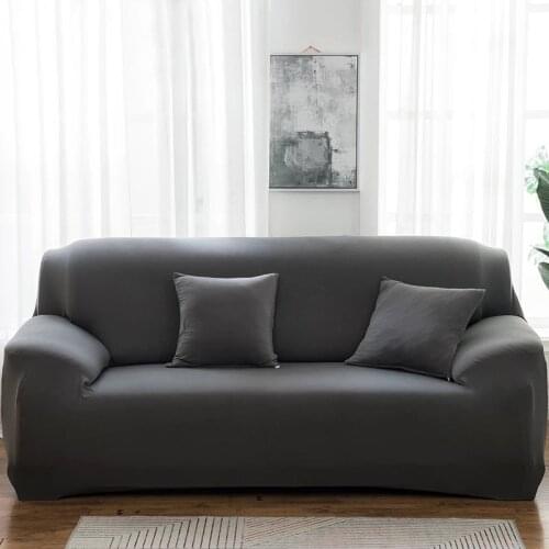 Solid Color Sofa Covers for Living Room Polyester Modern Elastic Corner Couch Cover Slipcovers Chair Protector 1/2/3/4 Seater