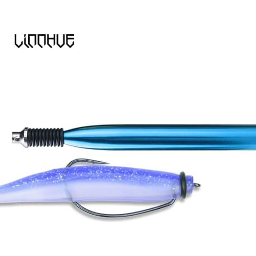 LINNHUE Worm Stick Aluminum alloy Baits Accessories Tools Portable Firm Soft Bait 14cm Send 60pcs O-ring Fishing Tools Red Blue