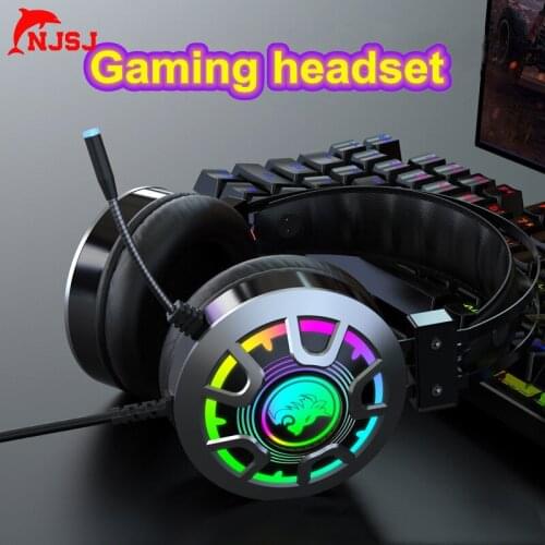 NJSJ Wired Headphones With Microphone Over Ear HiFi Monitor Music Headset Earphone For Phone PC Music Headset