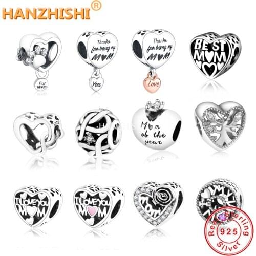 Wholesale Price Charm Bracelet 925 Sterling Silver Love You Mum Infinity Heart Charm Bead for Mothers Day Joyas De Plata