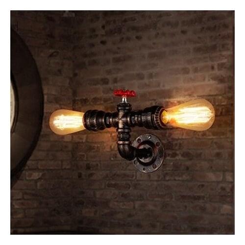 Nordic Loft Style Industrial Water Pipe Lamp Vintage Wall Light For Home Antique Bedside Edison Wall Sconce Indoor Lighting