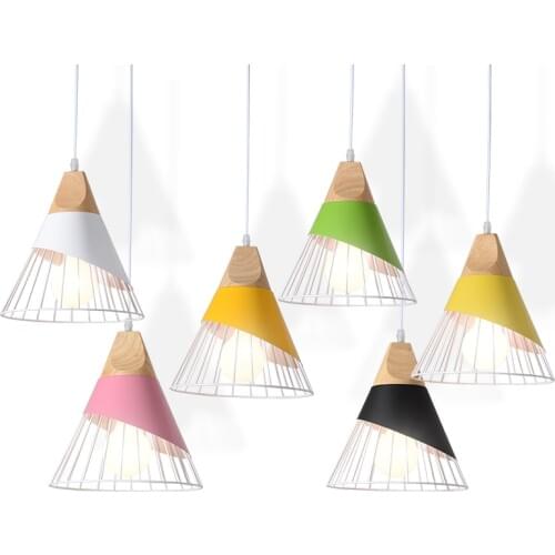 Modern Wood Pendant Light lamparas de techo colgante modern Aluminum Restaurant Bar Coffee Dining Room LED Hanging Light Fixture