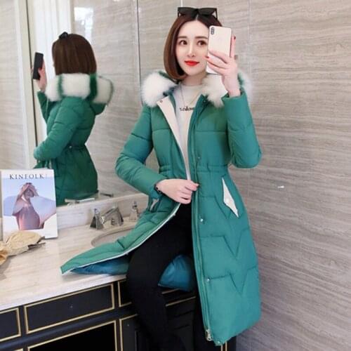 Padded Cotton Coat 2020 New Korean Slim Cotton Cothing Zipper Hooded Fur Collar Female Mid-length Winter Down Cotton Coat Z911