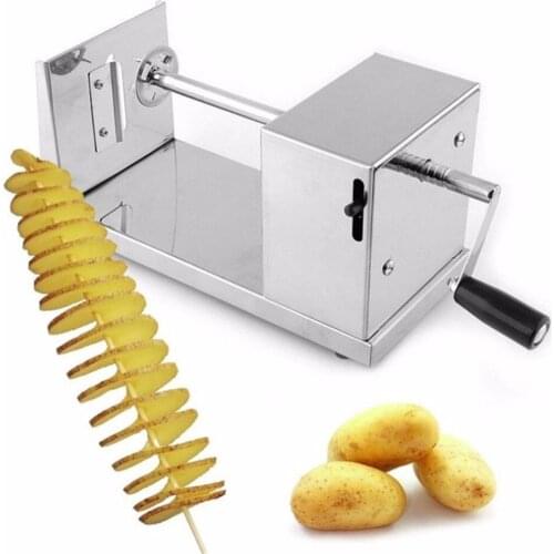 Stainless Steel French Fry Fries Potato Cutter Maker Machine Manual Potato Chipper Slicer Spiral Twister Chips Kitchen Gadgets