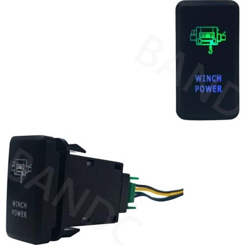 GREEN & BLUE Led Lights, WINCH POWER Rocker Push Switch with Jumper Wires for Toyota Landcruiser 100 Series 1998-2007, Auto Part