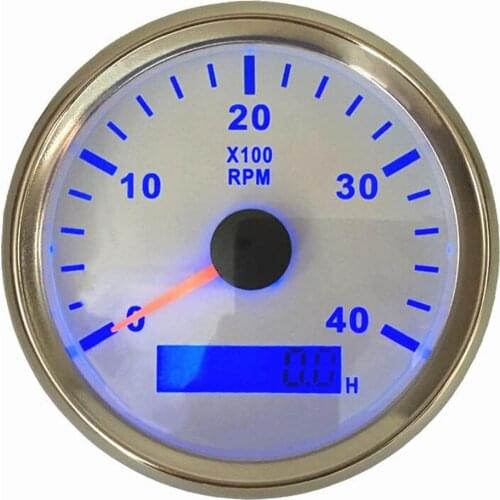 1pc Blue Backlight Tachometer Gauges Tuning 85mm 0-4000RPM LCD Rev Counters with Trip Hour Meters for Auto Truck Bus Boat