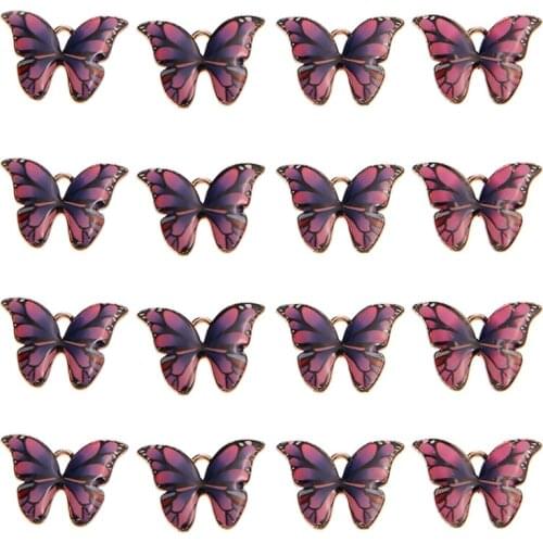 10pcs/lot Colorful Insect Butterfly Enamel Charms Pendant Handmade DIY Earrings Necklace For Jewelry Making Accessories
