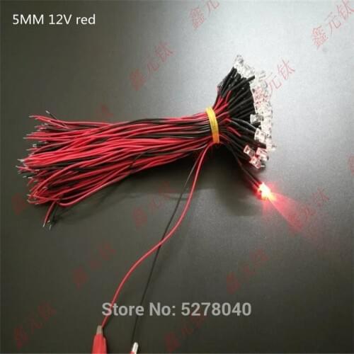 20pcs/lot 5mm 12v led Pre-wired 20cm white red yellow blue green warmwhite pink orange purple ice blue Highlight spotlight beads