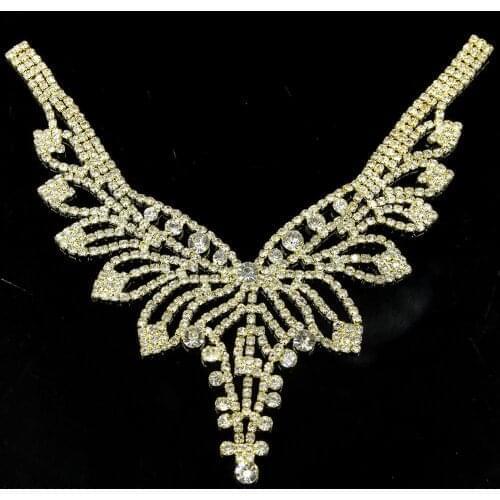20Pcs Wedding Rhinestone Collar Neckline Bridal Belt Crystal Rhinestones Applique Beaded Dress Sash