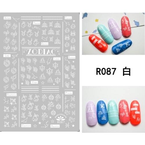 3D Nail Sticker White Geometry Line Letter Stickers Autumn Fashion Small Adhesive Stickers for Manicure Nail Art Decoration