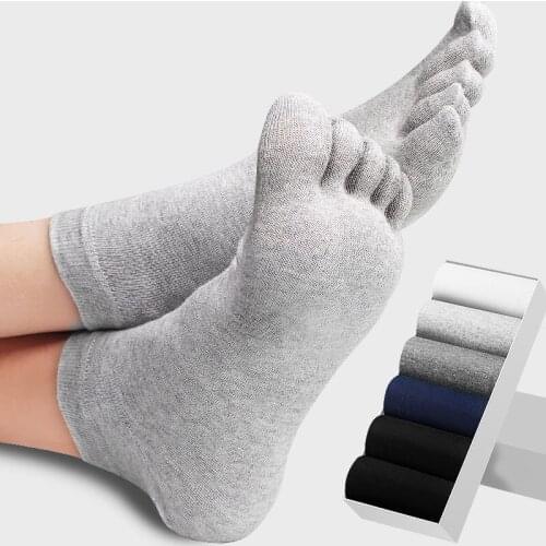 5 Pairs/Lot Women Mens Five Toe Socks Set Spring Winter High Quality Cotton Business Black Tabi Short Socks for Male Big Size