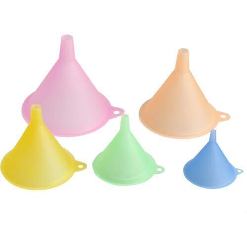 5 Pcs/Set 5 Size Candy Color Liquid Oil Funnel Liquid Transfer Funnel Anti-fouling Durable Funnel Kitchen Lab Funnel Supplies