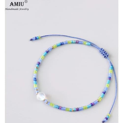 AMIU Mermaid Glass bracelet Simple Bracelet Beads Wax Thread Bracelet Natural Crystal Bohemia Bring Lucky As Gift Bracelets