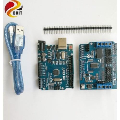 Arduino Control Kit with UNO R3 Development Board+Motor Drive Shield Board for Robot Arm Smart Tank Car Chassis DIY RC kit