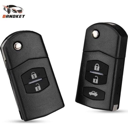 Dandkey For MAZDA 2 3 5 6 RX8 MX5 2/3 Buttons Car Remote Folding Flip Key Fob Shell Cover Auto Blank Case Uncut Blade