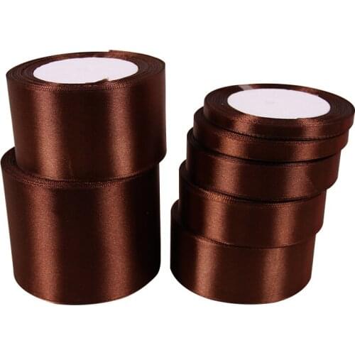 6/10/20/25/30/40/50Mm Wide Coffee Color Decorative Satin Webbing For Wedding Party Christmas Satin Tapes For Gift Silk Ribbons