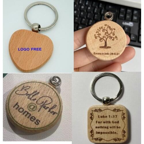 10pcs Blank Rectangle Wooden Key Chain DIY Promotion Wood Keychains Pendants Tags Promotional Gifts