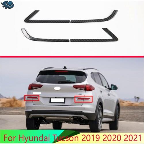 For Hyundai Tucson 2019 2020 Carbon Fiber Style Rear Reflector Fog Light Lamp Cover Trim Bezel Frame Styling Garnish