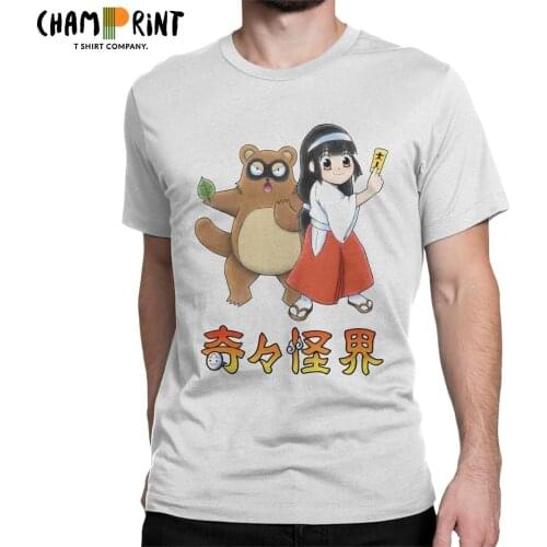 Mens Pocky And Rocky Super Famicom T Shirts Nes Pure Cotton Tops Novelty Short Sleeve Round Neck Tees Big Size T-Shirts