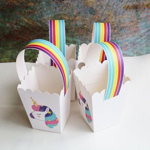 Happy Birthday Unicorn Gift Bags Candy Bag for Unicorn Party Baby Shower Girl Paper Candy Box Gift Packaging Party Supplies