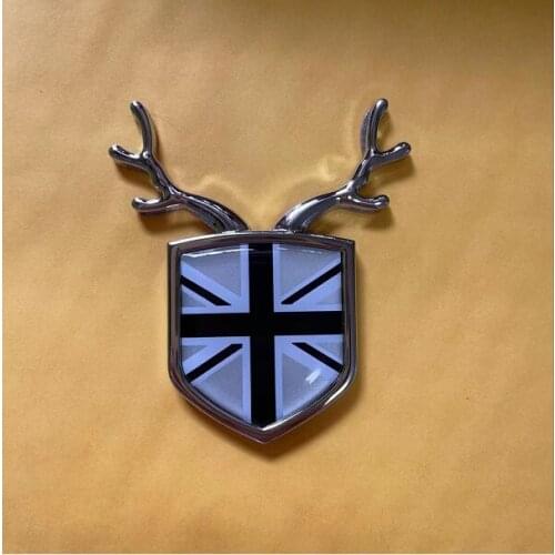 Gray Union Jack Silver Auto Trunk Rear Fender Emblem Badge Decals Stickers Car Accessories